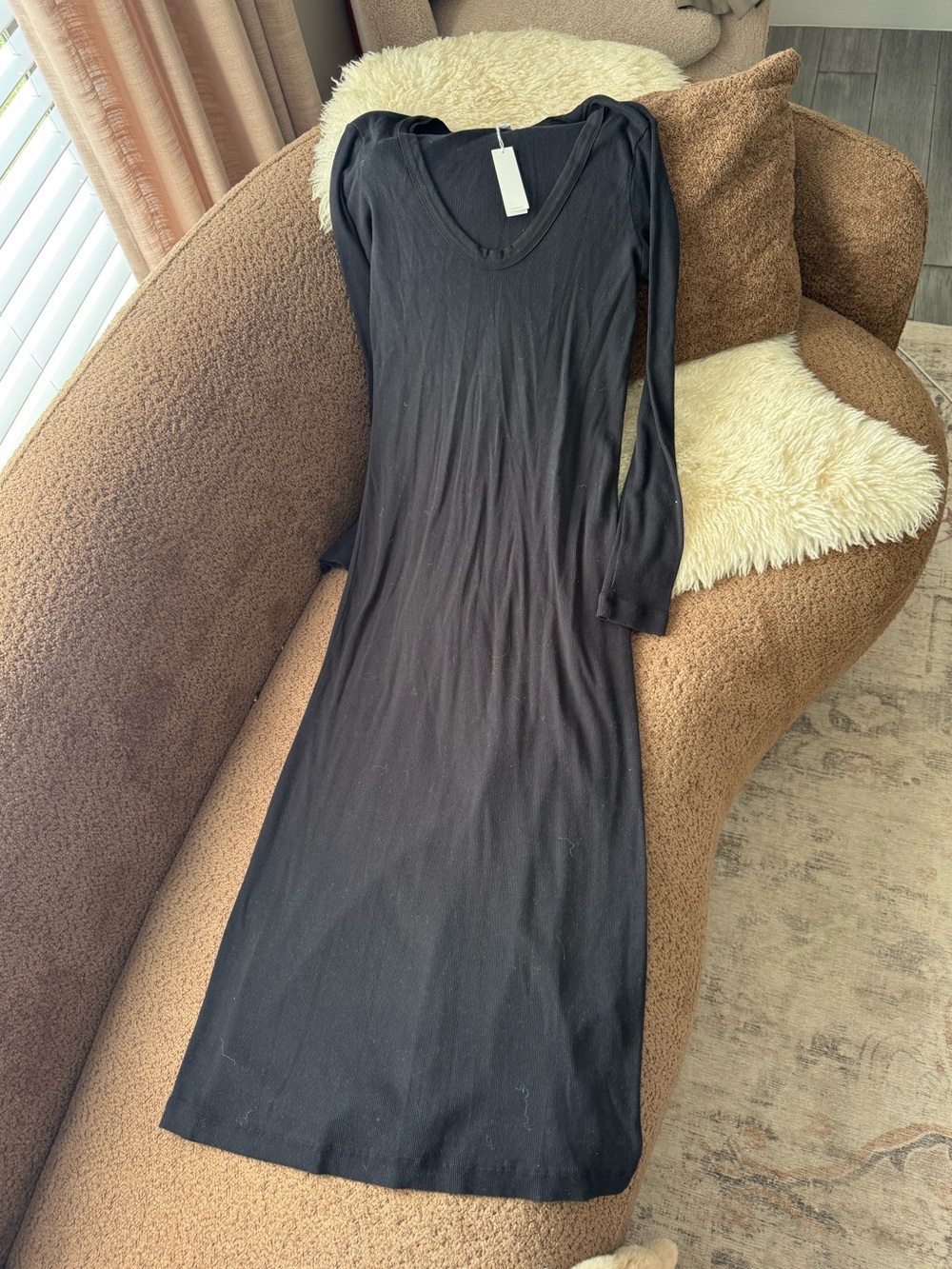 Standard James Perse Black Ribbed Maxi Dress
